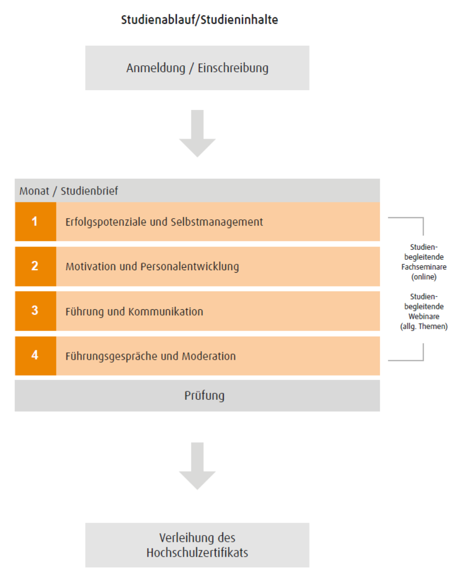 Grafischer Studienablauf zum Fernstudium Persönliche Führungskompetenz