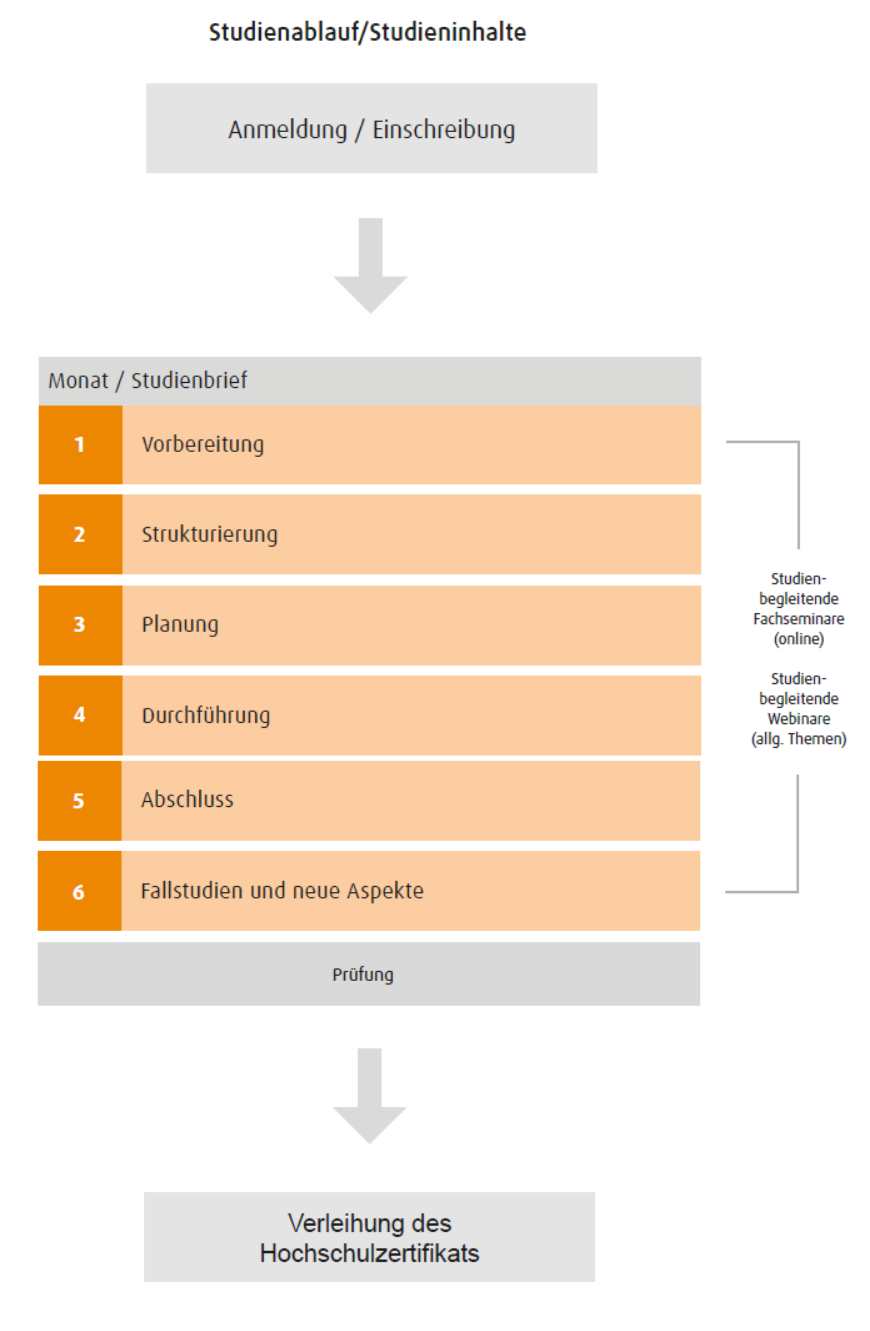 Grafischer Studienablauf zum Fernstudium Projektmanager/in